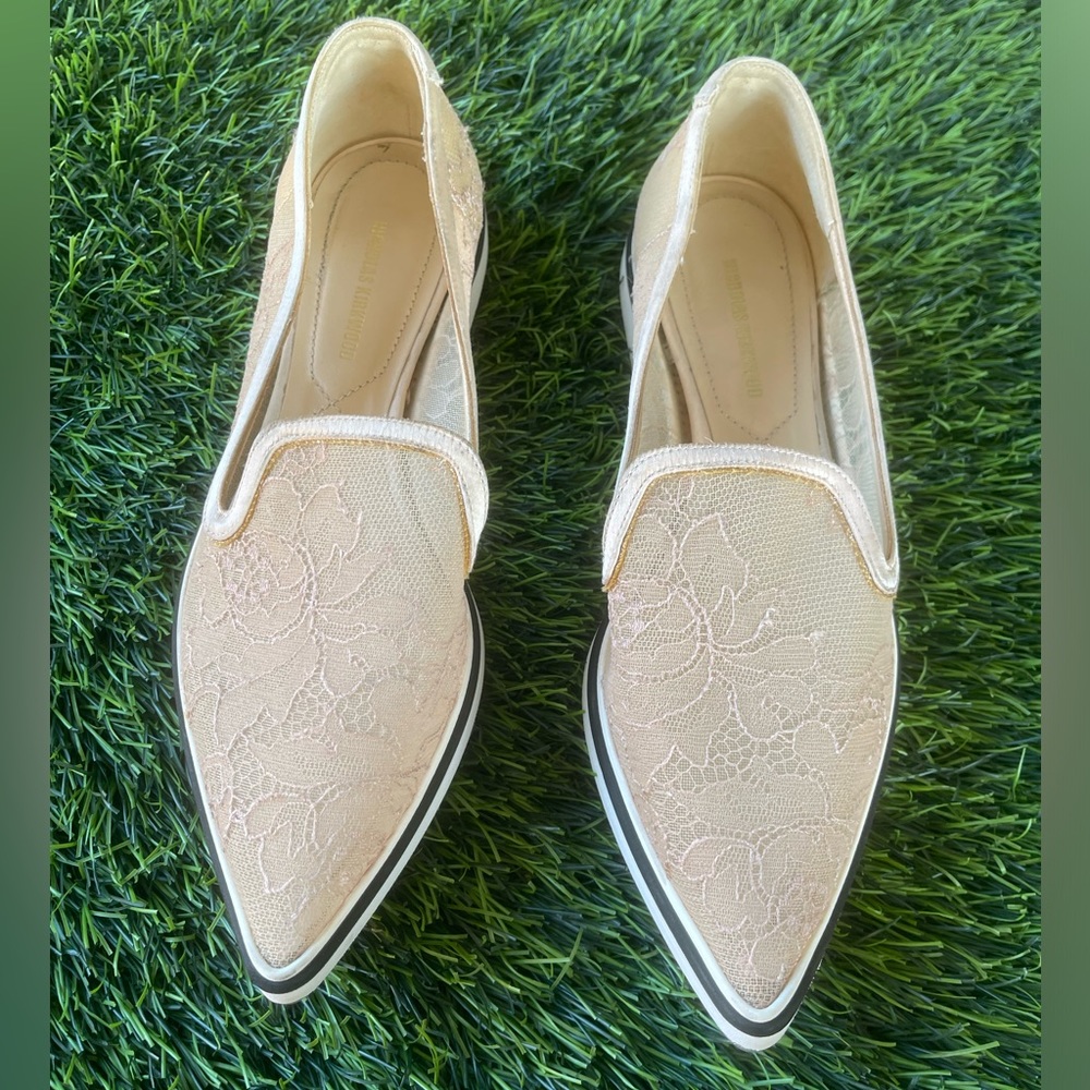 Nicholas Kirkwood floral lace pointed flats